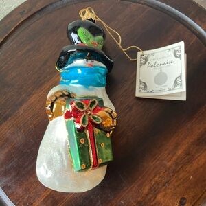 Kurt Adler: Polonise Collection- Snowtown Greetings AP 1078- Glass Snowman